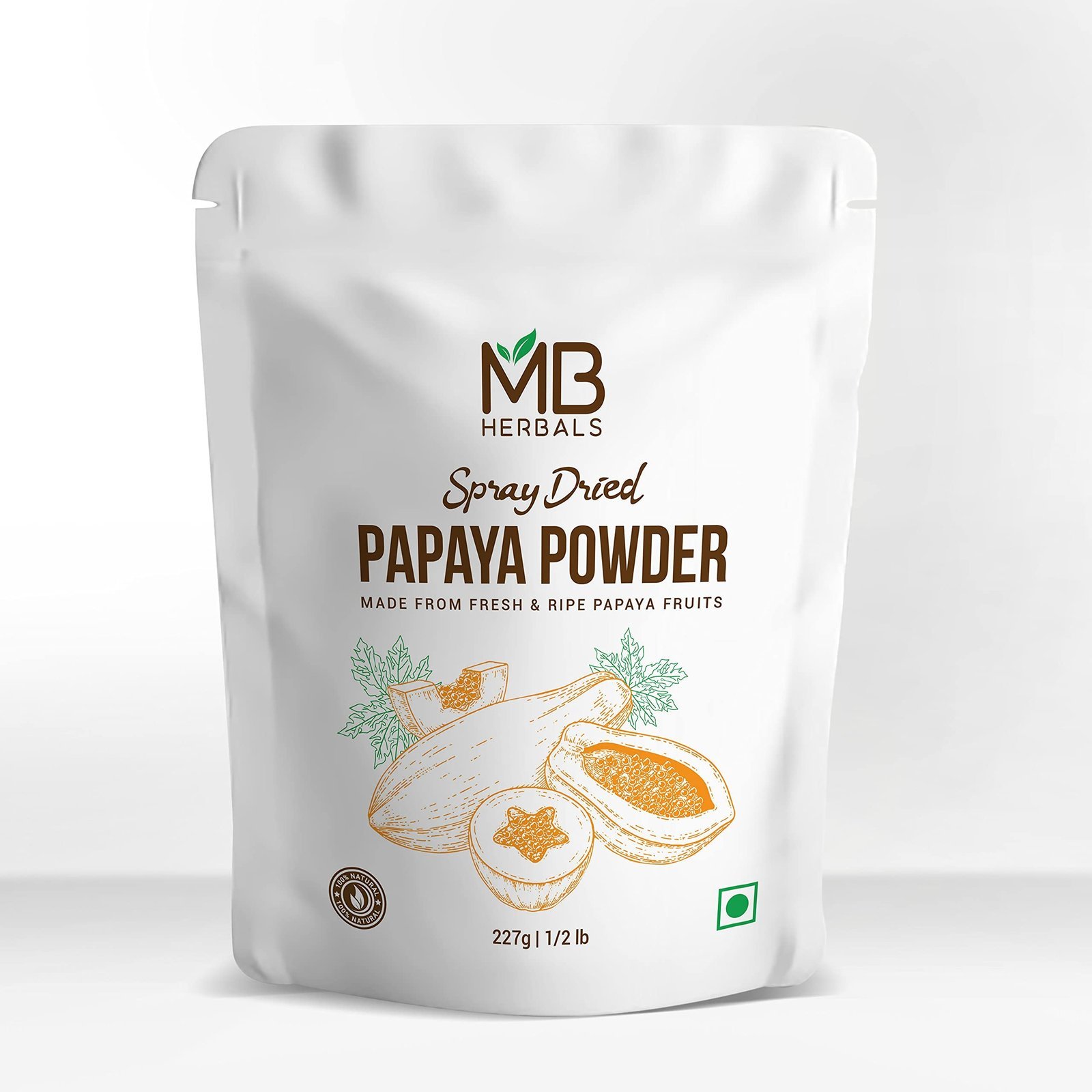 uk716x5bREUqS-1.jpg MB Herbals Papaya Fruit Powder 227g | No added Preservative - Fast UK Delivery - Image 1