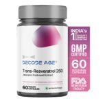 Decode Age Trans Resveratrol Supplement, Powerful Antioxidant for Anti-Ageing, Anti-Inflammatory,Metabolism & Heart Health, 250mg, 60 Veg Capsules