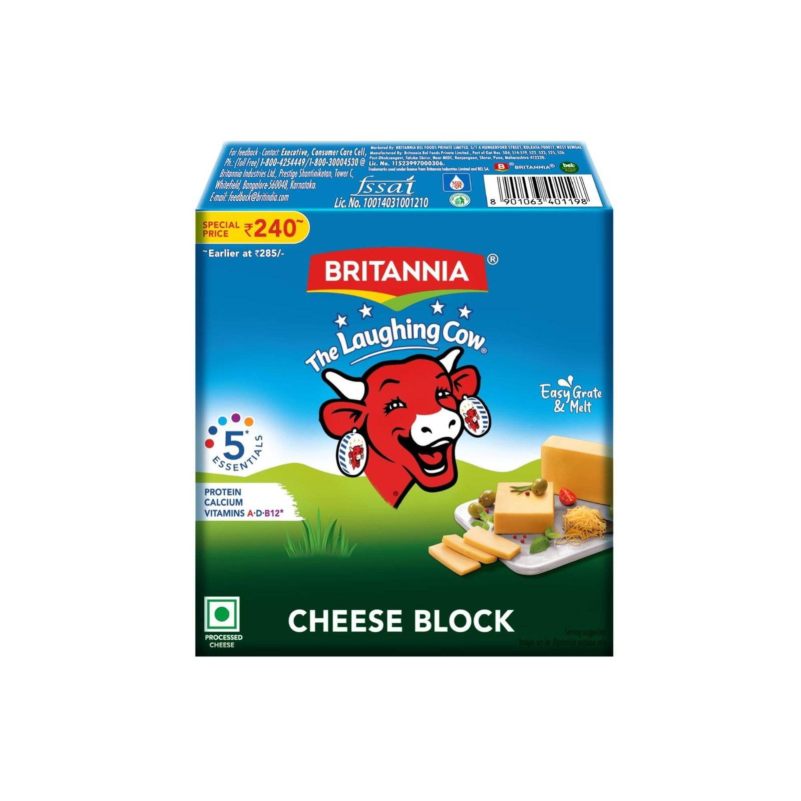 uk717jS6XBKeL-1-1.jpg The Laughing Cow Cheese Block, 400g Pack - Fast UK Delivery - Image 1