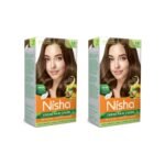 Nisha Cream Hair Color Light Brown, Permanent Hair Colour for Women Men, No Ammonia, Ultra Soft Deep Shine, 100% Grey Coverage, 5.0 Light Brown Hair Colour 120gm Pack of 2 - Fast UK Delivery