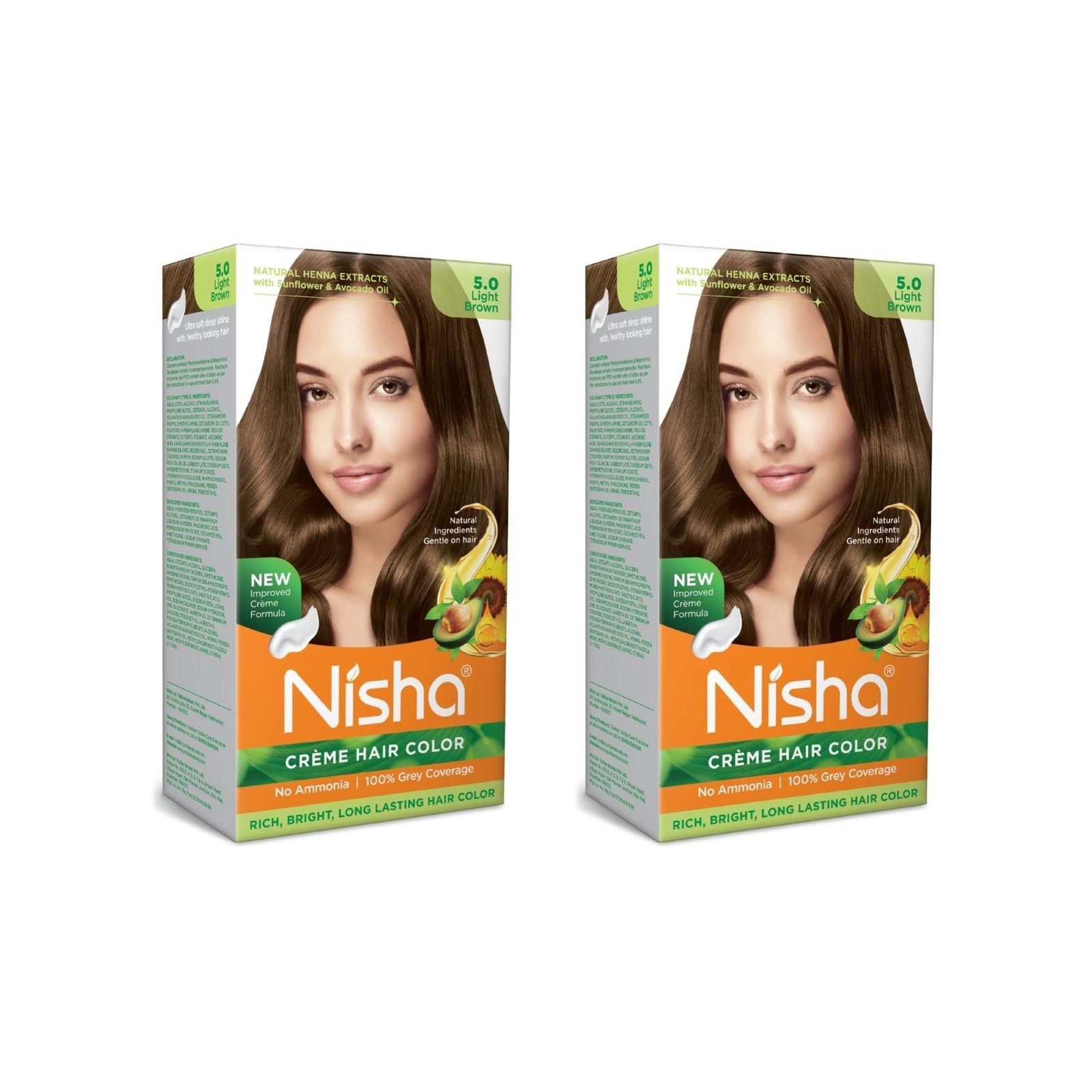 uk717wCgWIkuL-1.jpg Nisha Cream Hair Color Light Brown, Permanent Hair Colour for Women Men, No Ammonia, Ultra Soft Deep Shine, 100% Grey Coverage, 5.0 Light Brown Hair Colour 120gm Pack of 2 - Fast UK Delivery - Image 1