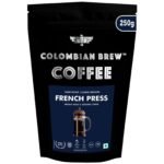 COLOMBIAN BREW COFFEE Colombian Brew Arabica French Press Coffee Powder, Dark Roast Strong, 250g (Make Hot or Cold Brew) - Fast UK Delivery