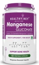 HealthyHey Nutrition Manganese Gluconate - Hypoallergenic Trace Mineral Supplement for Connective Tissue and Bones - 120 Capsules - Fast UK Delivery