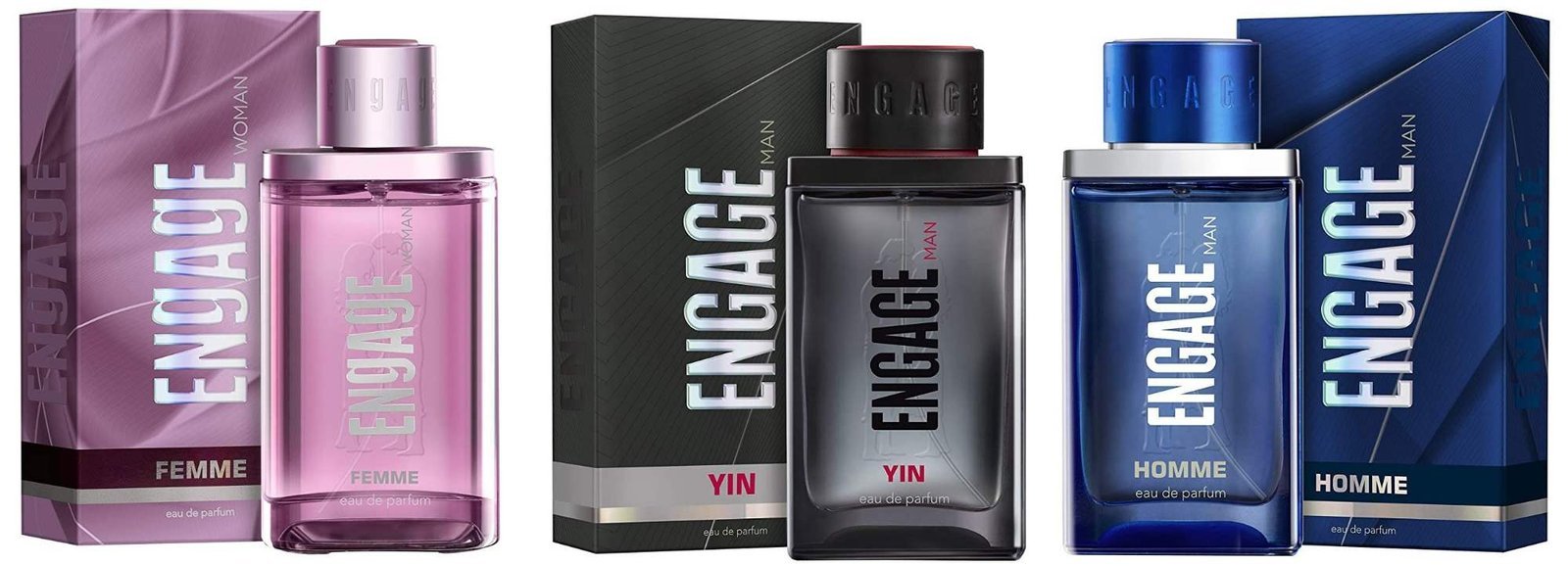 uk71A5xt7j4IL-1-1.jpg Engage Femme Eau De Parfum for Women, Citrus and Floral, 90ml & Engage Yin Eau De Parfum for Men, Fruity and Floral, 90ml & Engage Homme Eau De Parfum for Men, Citrus and Woody, 90ml - Fast UK Delivery - Image 1