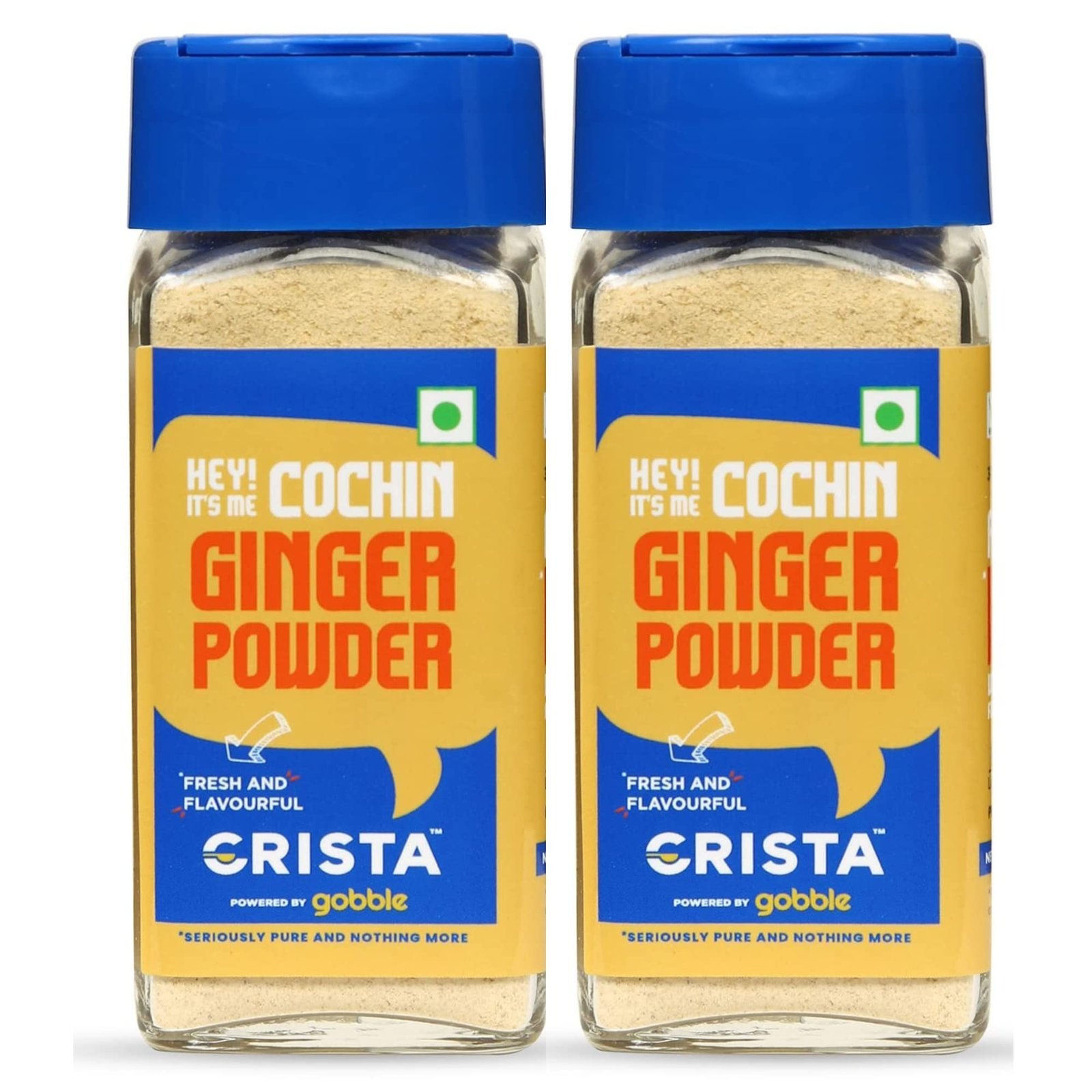 uk71Ayye91MQL-1-1.jpg CRISTA Dehydrated Cochin Ginger Powder | 100% Pure & Dried | Powdered Saunth | Zero added Colours, Fillers, Additives & Preservatives | Farm Fresh | Pack of 2-40 gms each - Image 1