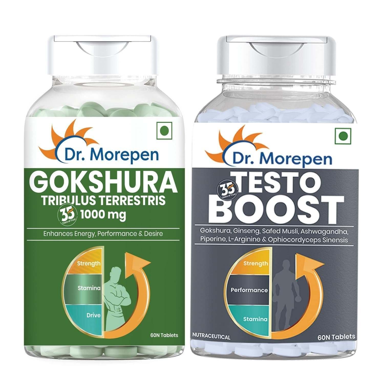 uk71BhgTK0EGL-1-1.jpg DR. MOREPEN Gokshura & Testo Boost Tablets For Men's Wellness - Pack of 120 Count - Fast UK Delivery - Image 1