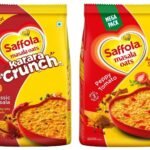 Saffola Masala Oats Karara Crunch, Tasty Evening Snack, Classic Masala with Crunchy Bits and Millets, 500g & Saffola Masala Oats | Tasty Evening Snack| Healthy Snack| Peppy Tomato| 500g - Fast UK Delivery