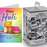 Swad Gift for Happy Holi with Card for party (Swad Digestive Candy 125 Gift Box & 1 Greeting card) - Fast UK Delivery