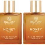 Bella Vita Luxury Men & Women Honey Oud Eau De Parfum Wood Scent Liquid Perfume & With Patchouli, Vanilla, Bergamot | Floral, Spicy Edp Fragrance Scent, 100 Ml (Pack Of 2), 200 Millilitres - Fast UK Delivery