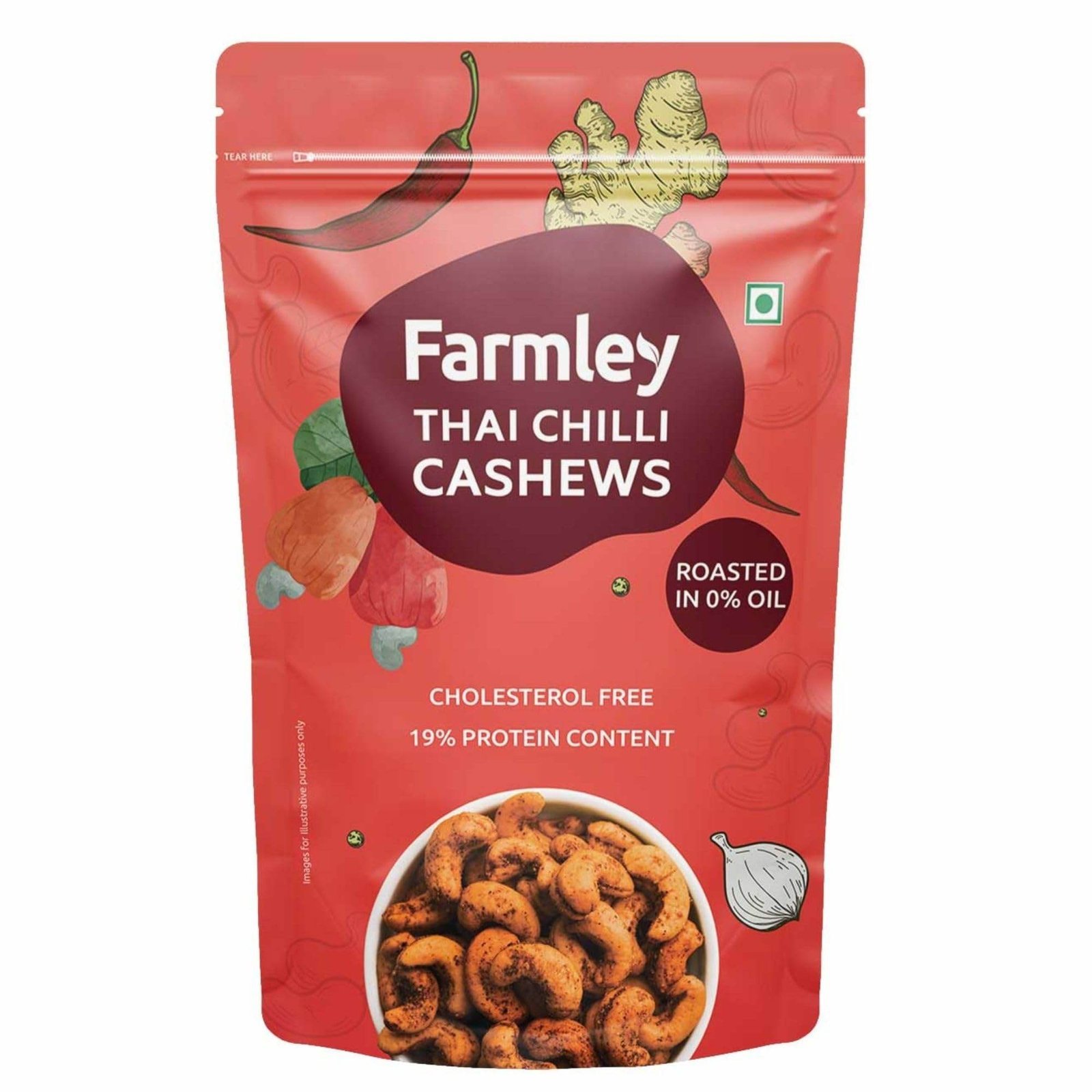uk71CpascAuqL-1-1.jpg Farmley Roasted Thai Chilli Flavour Cashews 160g I I Rich in Protein, Magnesium, and Phosphorus, No Artificial Colours - Fast UK Delivery - Image 1