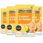 Twinings Lemon & Ginger 20 Single Tea Bags - 4 Pack, 4 X 30 g - Fast UK Delivery