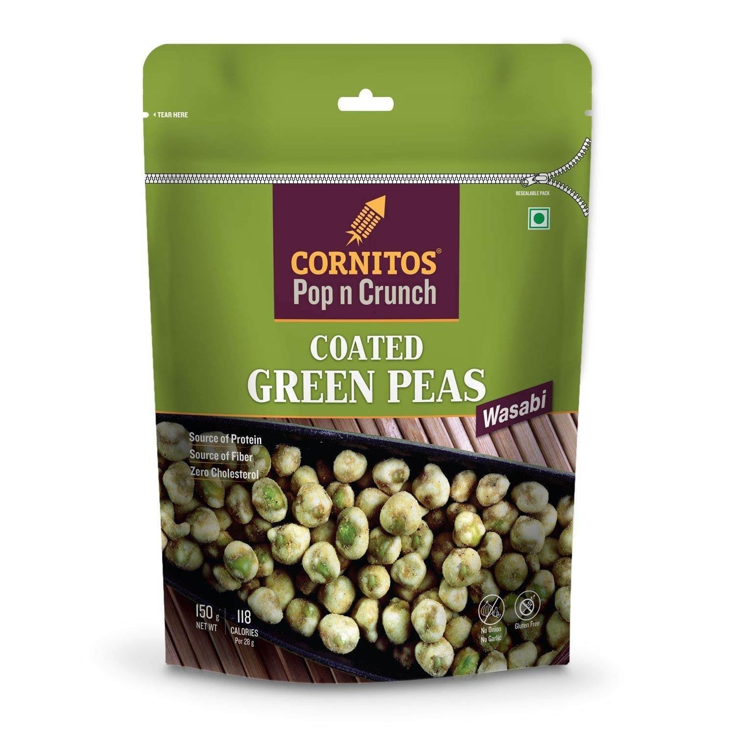 uk71DTwUW63iL-1-1.jpg Cornitos Coated Green Peas, Wasabi, 150 Gm - Fast UK Delivery - Image 1