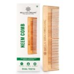 Bella Vita Organic Neem Wooden Comb Dual Teeth for Tangle Free Curls, Healthy Scalp, Hair Growth, Hairfall & Dandruff Control for Men & Women Medium - Fast UK Delivery