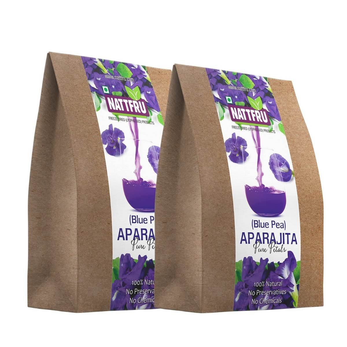 uk71EhTh5fRPL.jpg Nattfru Aparajita Tea(Blue Pea) For Healthy Mood & reduce anxiety, Immunity Boosting, Enhances Skin Health with Lemon And Sugar sached, Pack of 2, Each 45gm (15gm x 3 Tea Bags) - Fast UK Delivery - Image 1