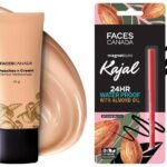 FACESCANADA Magneteyes Matte Kajal - Black, 0.35G Almondoil & Vitamine And Faces Canada Peaches N Cream Tinted Moisturizer - Light 01, 35 G - Fast UK Delivery