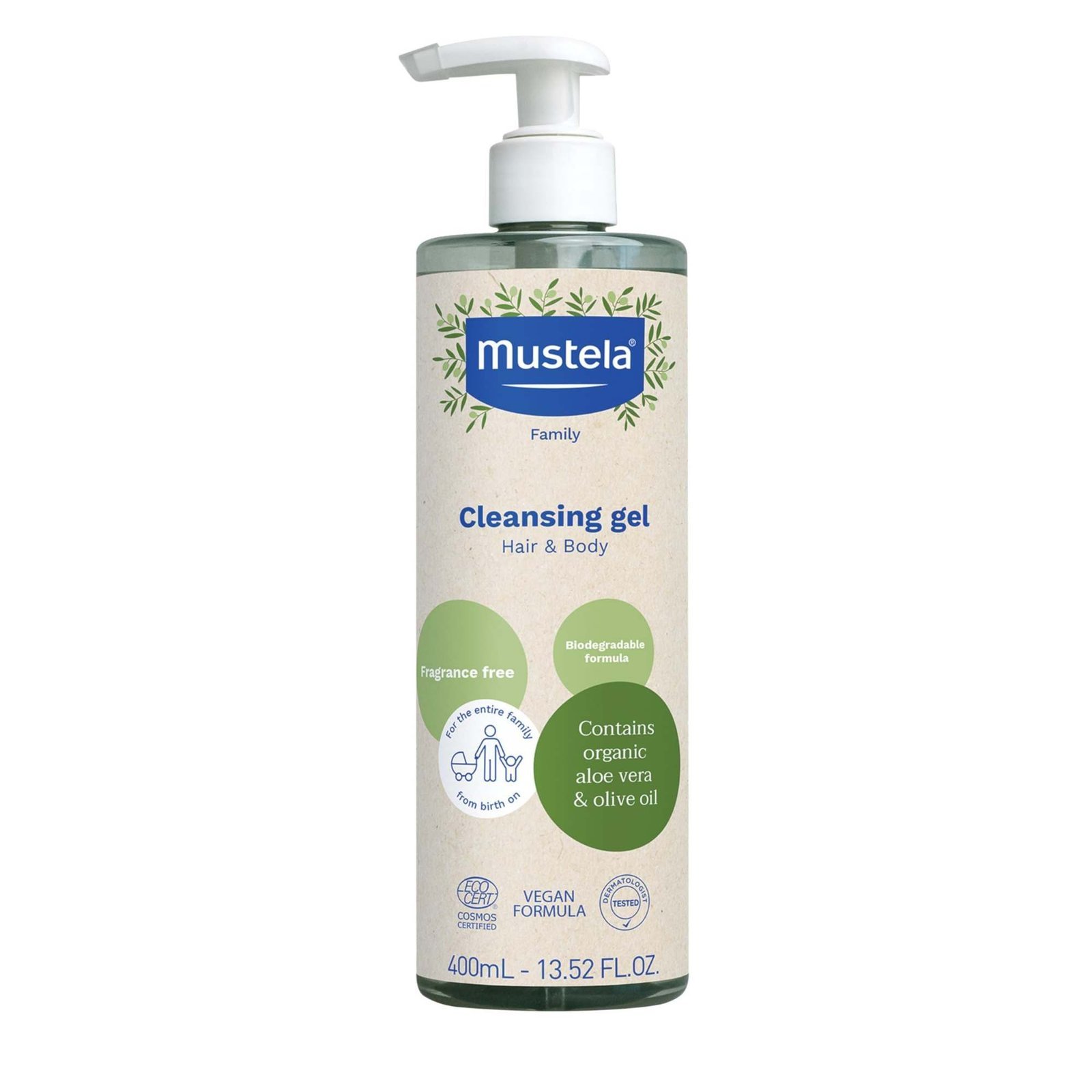 uk71GAzbkIMyL-1-1.jpg Mustela Organic Cleansing Gel 400ml - Gentle and Safe Baby Wash - Fast UK Delivery - Image 1