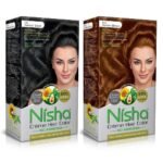 Nisha Cream Hair Color Combo Pack 120g, Natural Black and Golden Brown, Permanent Hair Color for Women and Men - Fast UK Delivery