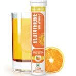 Nutrabud Glutathione Tablets 500mg with Vitamin-C - 20 Effervescent Tablets - Supports Radiant Skin Glow for Women, Men (Orange, 20 Count (Pack of 1)) - Fast UK Delivery
