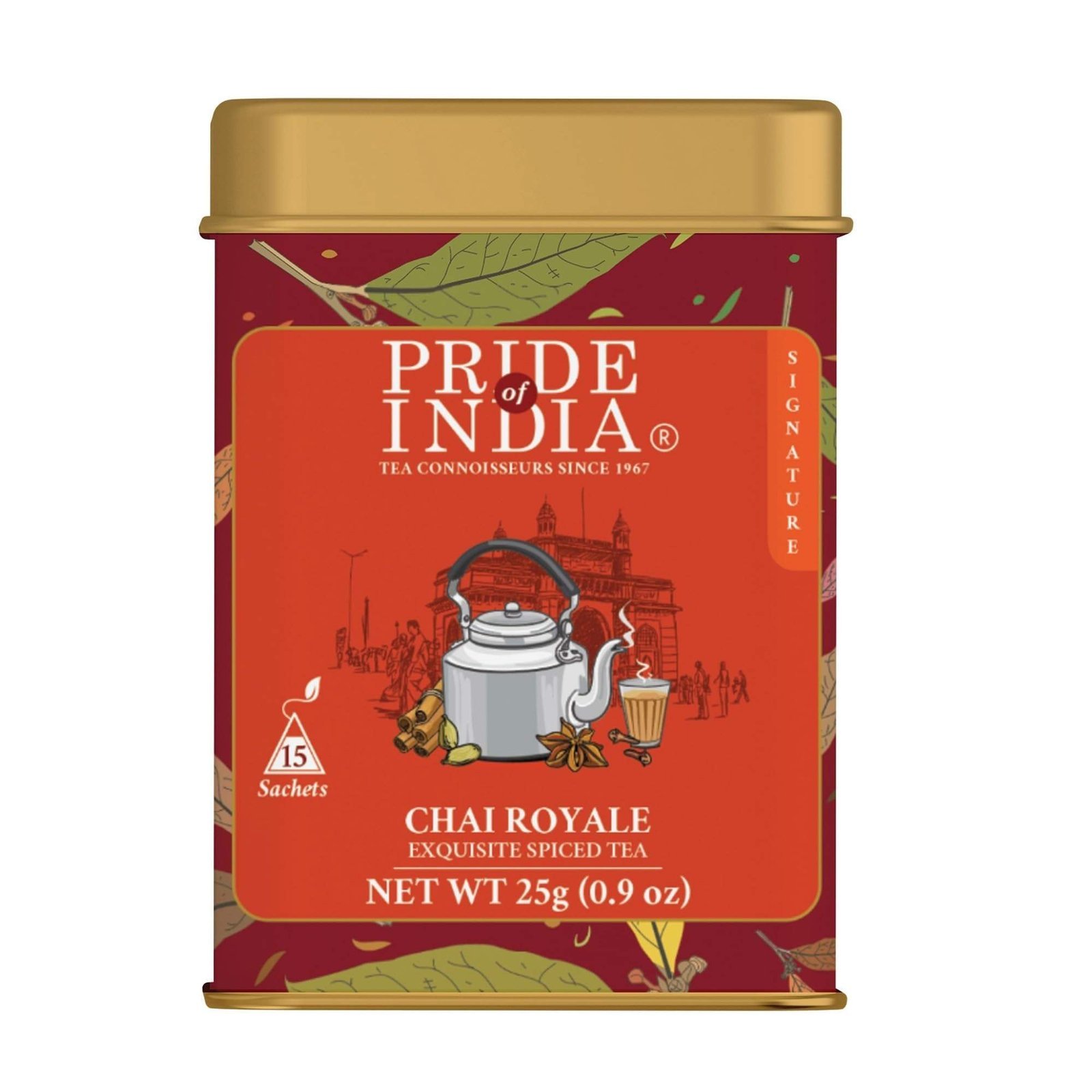 uk71ILe9ucxL-1.jpg Pride of India | Chai Royale Exquisite Spiced Tea 1 oz (28.3 gm) | 15 Pyramid Full Leaf Individually Wrapped Tea Bags | 100% Natural Blend of Black Tea & Spices |Bold & Spicy Flavor - Fast UK Delivery - Image 1