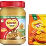 Saffola Peanut Butter Crunchy| High Protein Peanut Butter | Only Jaggery, No Refined Sugar, 900g & Saffola Masala Oats | Tasty Evening Snack| Healthy Snack| Classic Masala| 500g - Fast UK Delivery