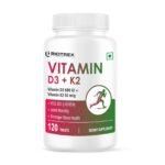 Vitamin D3 600 IU + K2 MK7 Supplement For Advance Bone Health & Heart Health - 120 Veg Tablets - Fast UK Delivery
