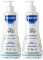 Mustela Baby Gentle Cleansing Gel, Hair & Body Wash, with Avocado, Vitamin B5, Biodegradable, Tear-Free, 500ml, Pack of 2 - Fast UK Delivery