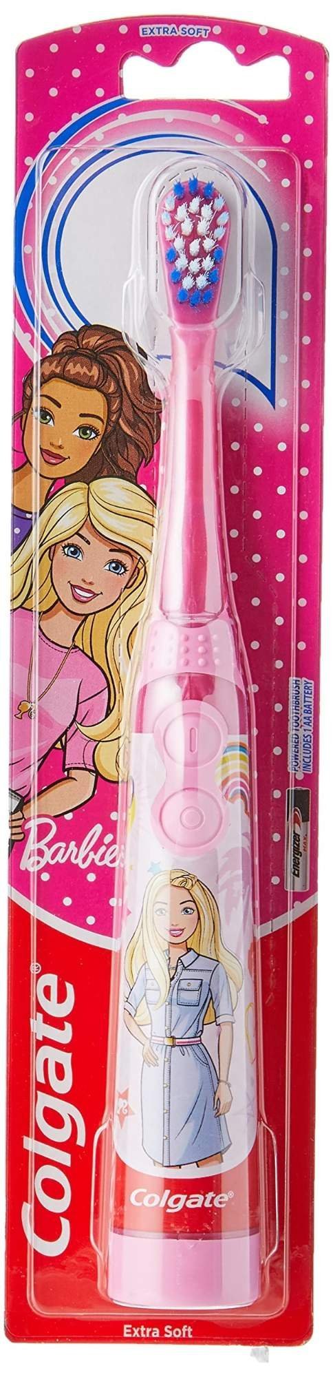 uk71KxBAQudvL-1.jpg Colgate Kids Extra Soft Bristles Barbie Battery Powered Toothbrush With Tongue Cleaner 1 Pc. (Pink), semi automatic - Fast UK Delivery - Image 1