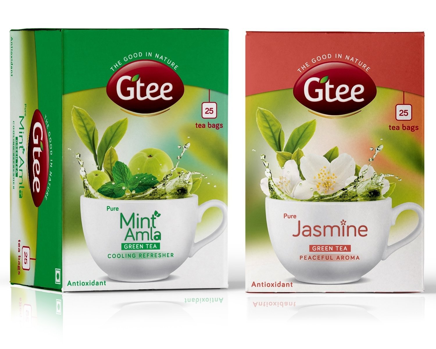 uk71MDAjzx8pL-1.jpg GTEE Green Tea Bags - Mint & Green Tea Bags - Jasmine, 25 Tea bags (Pack of 2) - Fast UK Delivery - Image 1