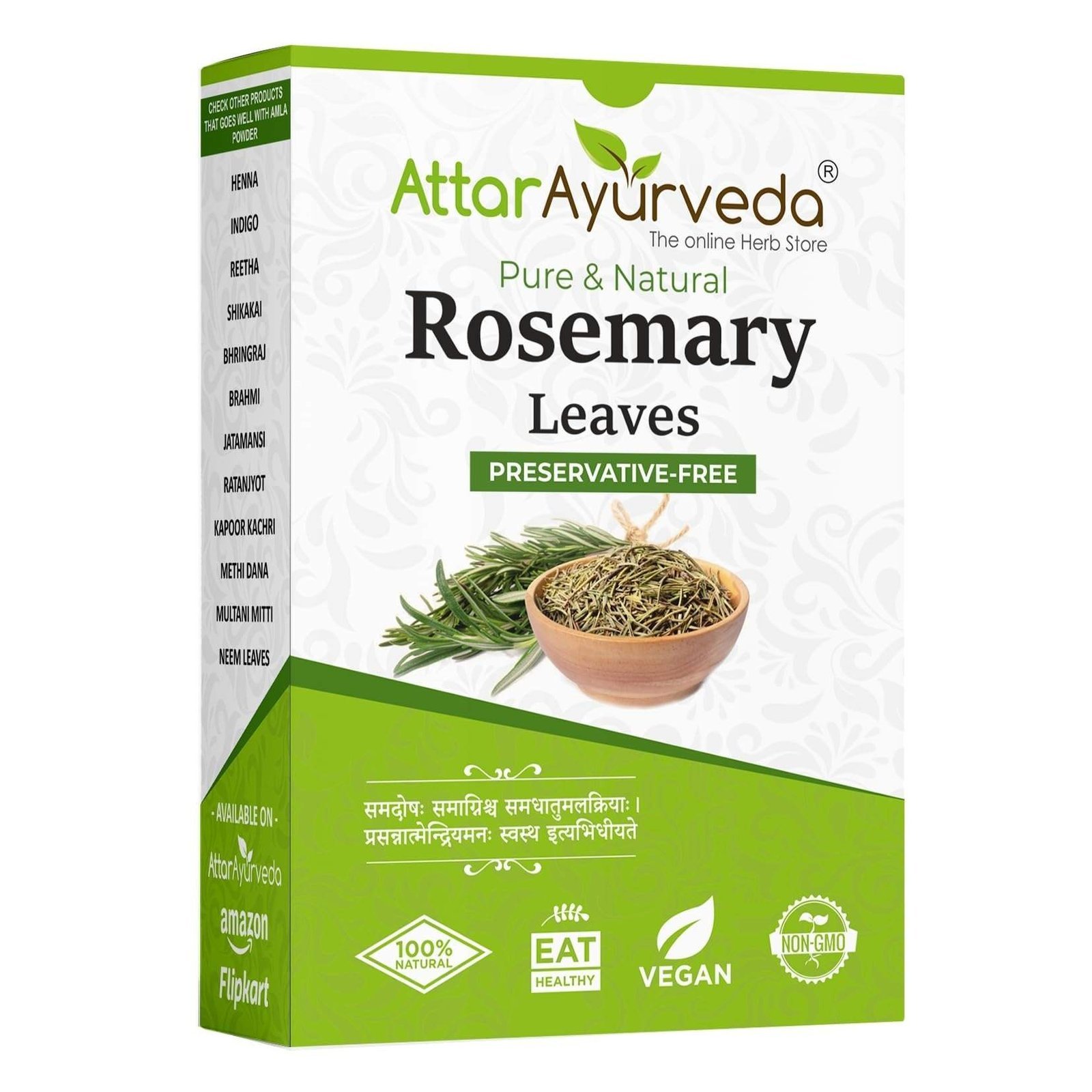 uk71NufPg4FzL-1-1.jpg Attar Ayurveda Rosemary leaves for Hair growth 100 grams | 100% Natural, Preservative free | Dried rosemary leaves | Suitable for Rosemary water and Rosemary oil prepration - Fast UK Delivery - Image 1