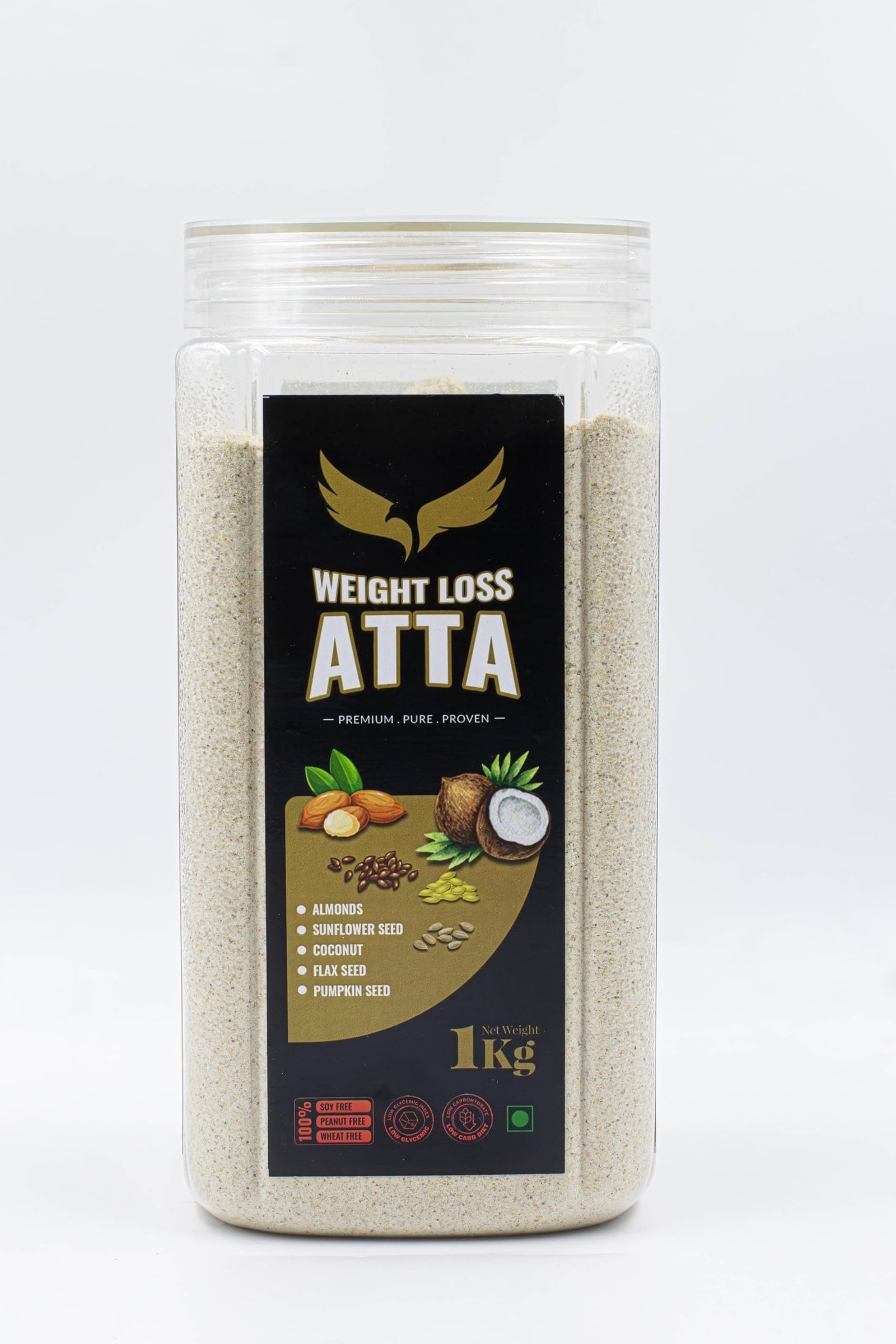 uk71O52kGhwKL-1-1.jpg FA ORGANICS Weight Loss Atta, 1Kg | Premium Low GI Flour | Almonds, Sunflower Seeds, Coconut, Flaxseeds & Superfoods | High Fiber | No Preservatives | Healthy Diet Flour (Pack of 1) - Fast UK Delivery - Image 1