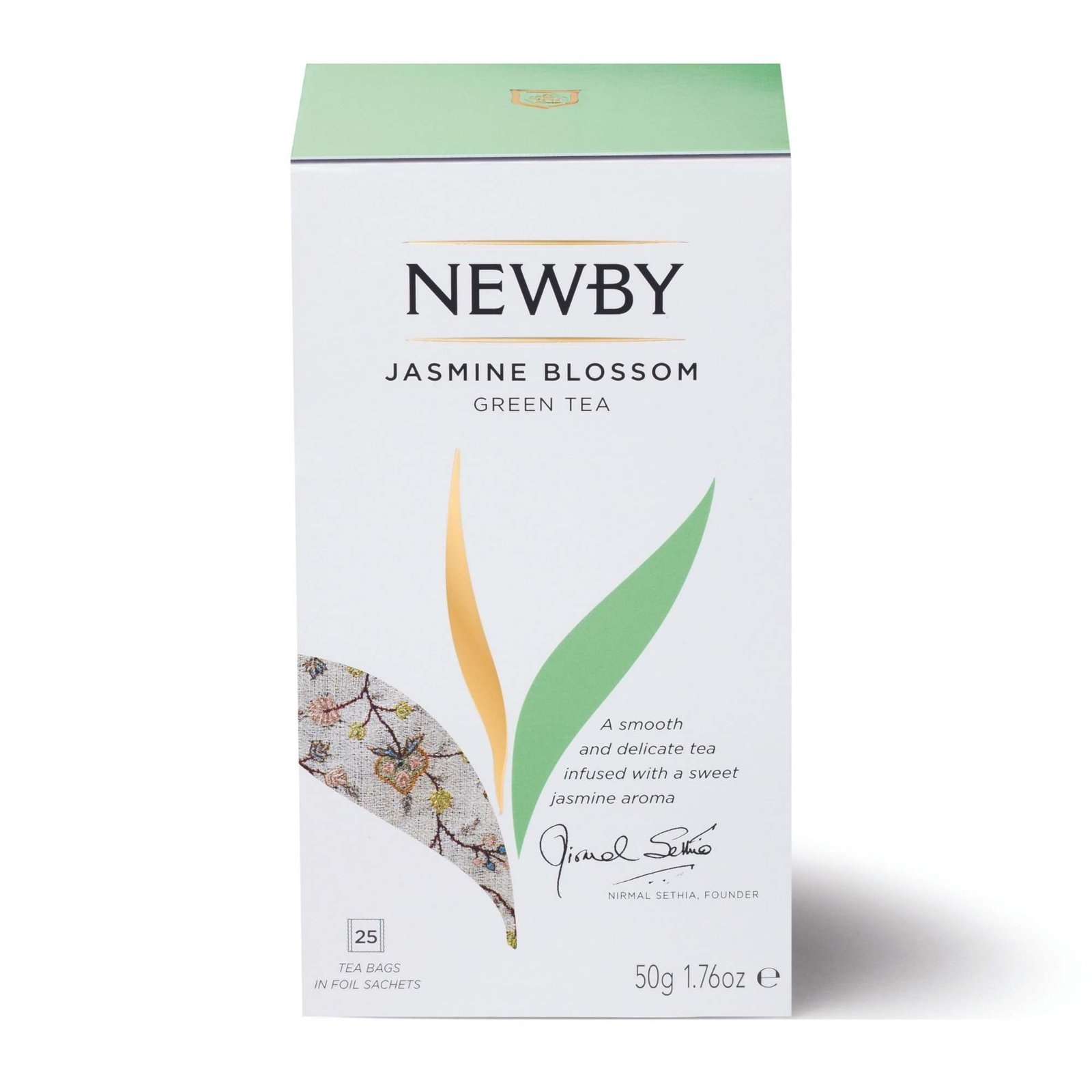uk71P2CGfkokL-1.jpg Newby Jasmine Blossom Green Tea Bags | Fusion of Green Tea Leaves and Natural Scent of Jasmine | 25 pieces | 50 Grams - Fast UK Delivery - Image 1