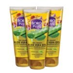 BOROPLUS Aloe Vera Gel with Haldi, Chandan & Kesar Rich in Vitamin E and Antiseptic Herbs Anti-ageing Free from Parabens, Silicones and Synthetic Dyes 450ml (Pack of 3, 150ml + 150ml + 150ml) - Fast UK Delivery