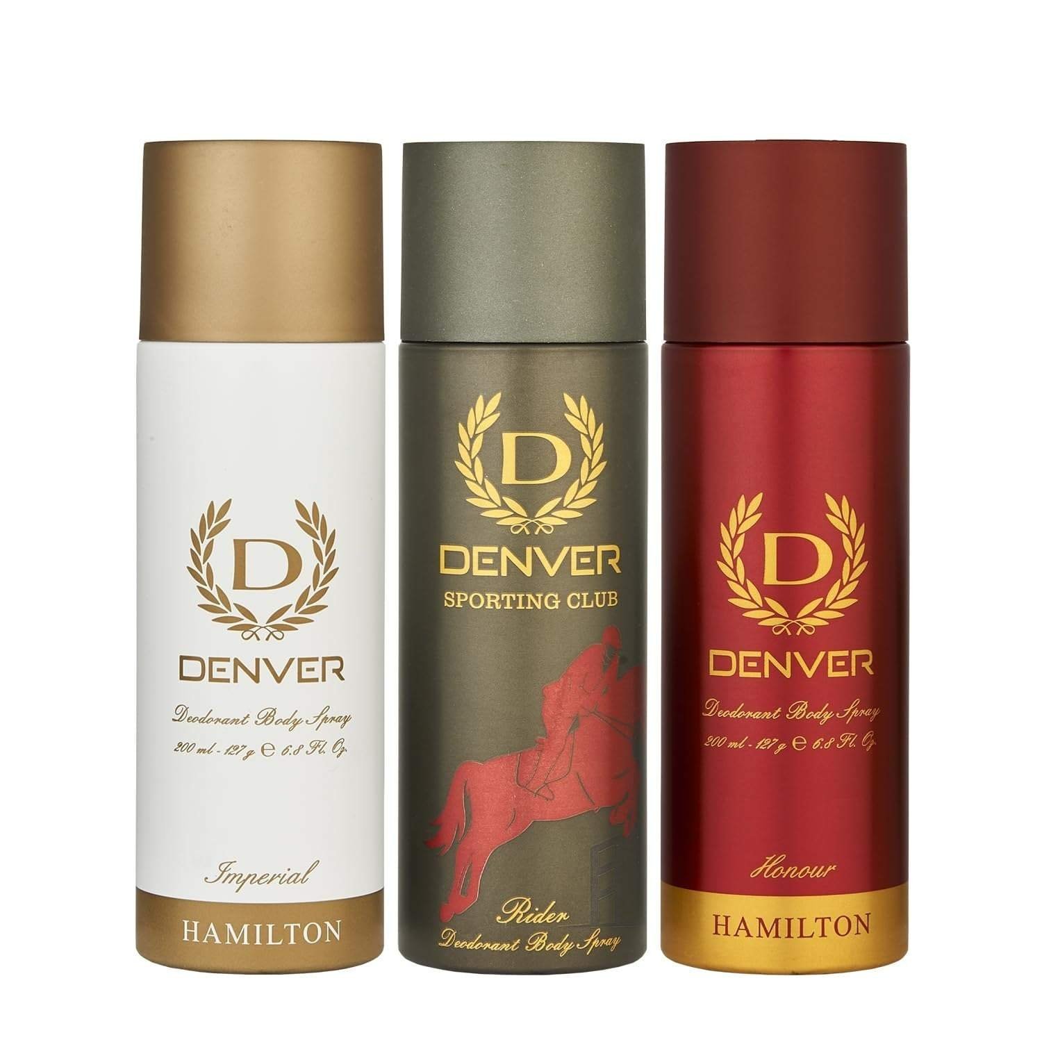 uk71PCFeBJWL-1.jpg DENVER Rider Deo, Imperial Deo and Honour Deo - 200ML Each (Combo Pack of 3) | Long Lasting Deodorant Body Spray for Men - Fast UK Delivery - Image 1