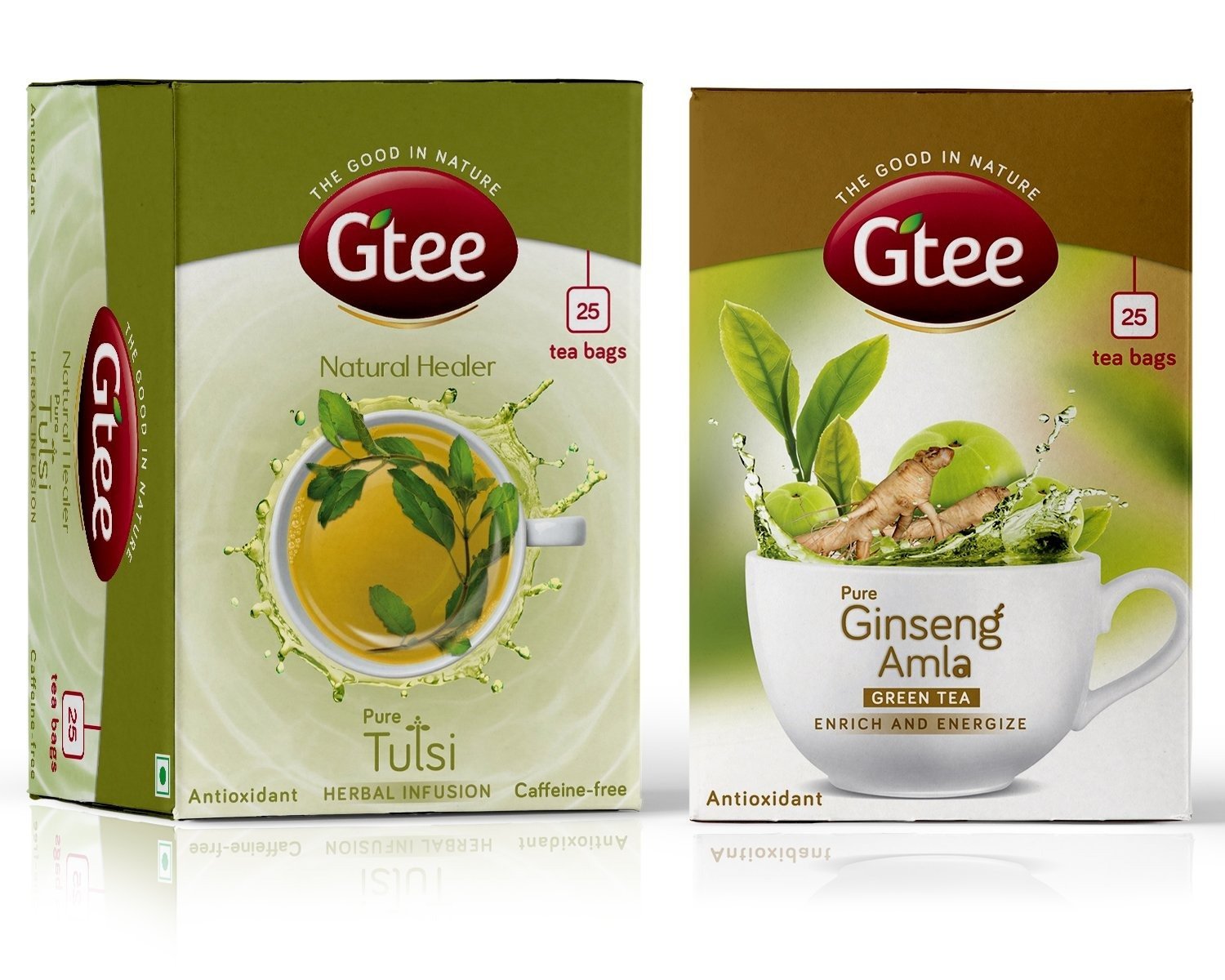 uk71PVLn9-WaL-1.jpg GTEE Green Tea Bags - Ginseng & Tulsi Tea Bags, 25 Tea bags (Pack of 2) - Fast UK Delivery - Image 1