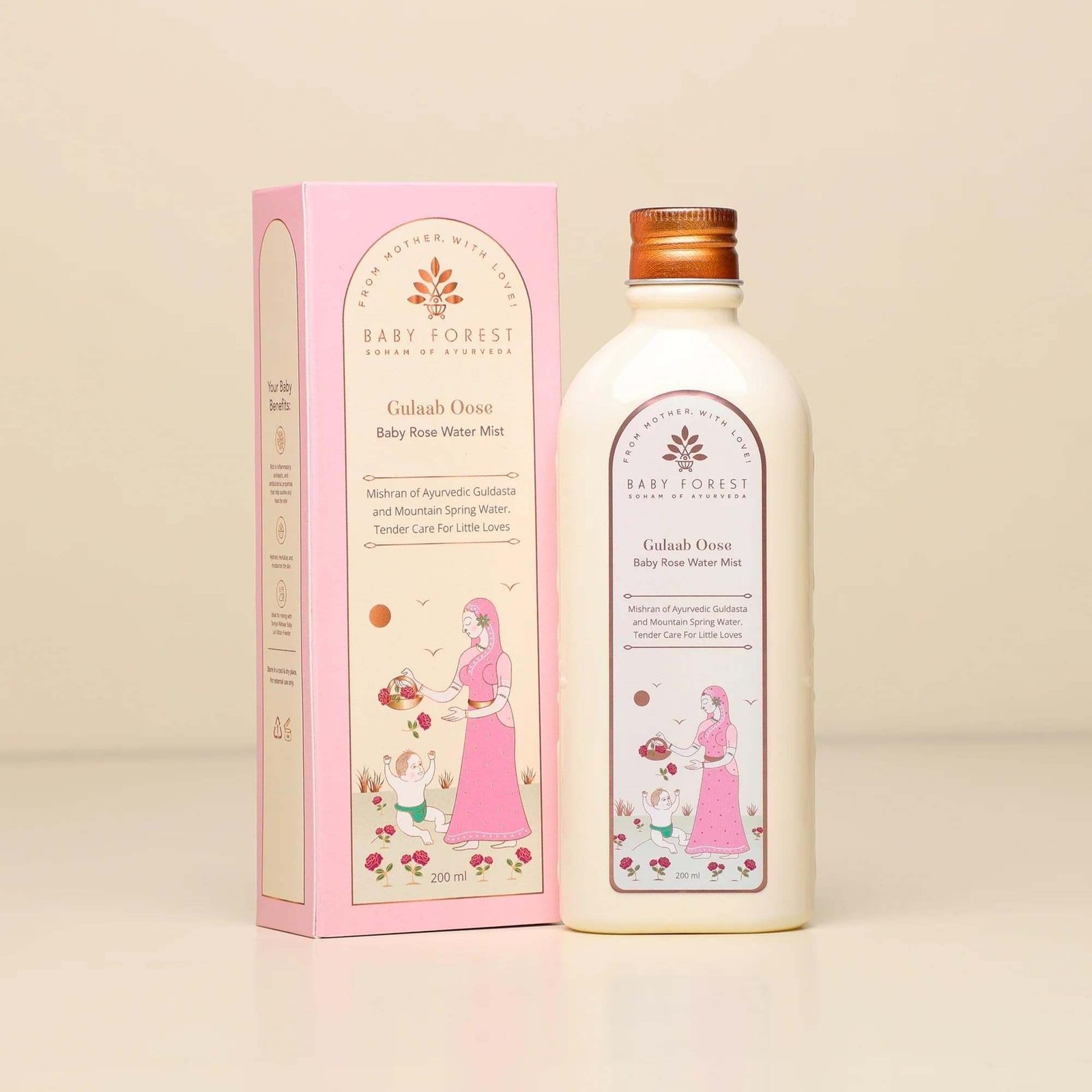 uk71PgDKyy0ML-1-1.jpg Baby Forest Gulaab Oose Rose Water Mist | For Baby's Healthy Skin | Nourishing & Healing Properties | Refreshing Fragrance | Derma Safe | No Harmful Chemicals | 200ml - Fast UK Delivery - Image 1