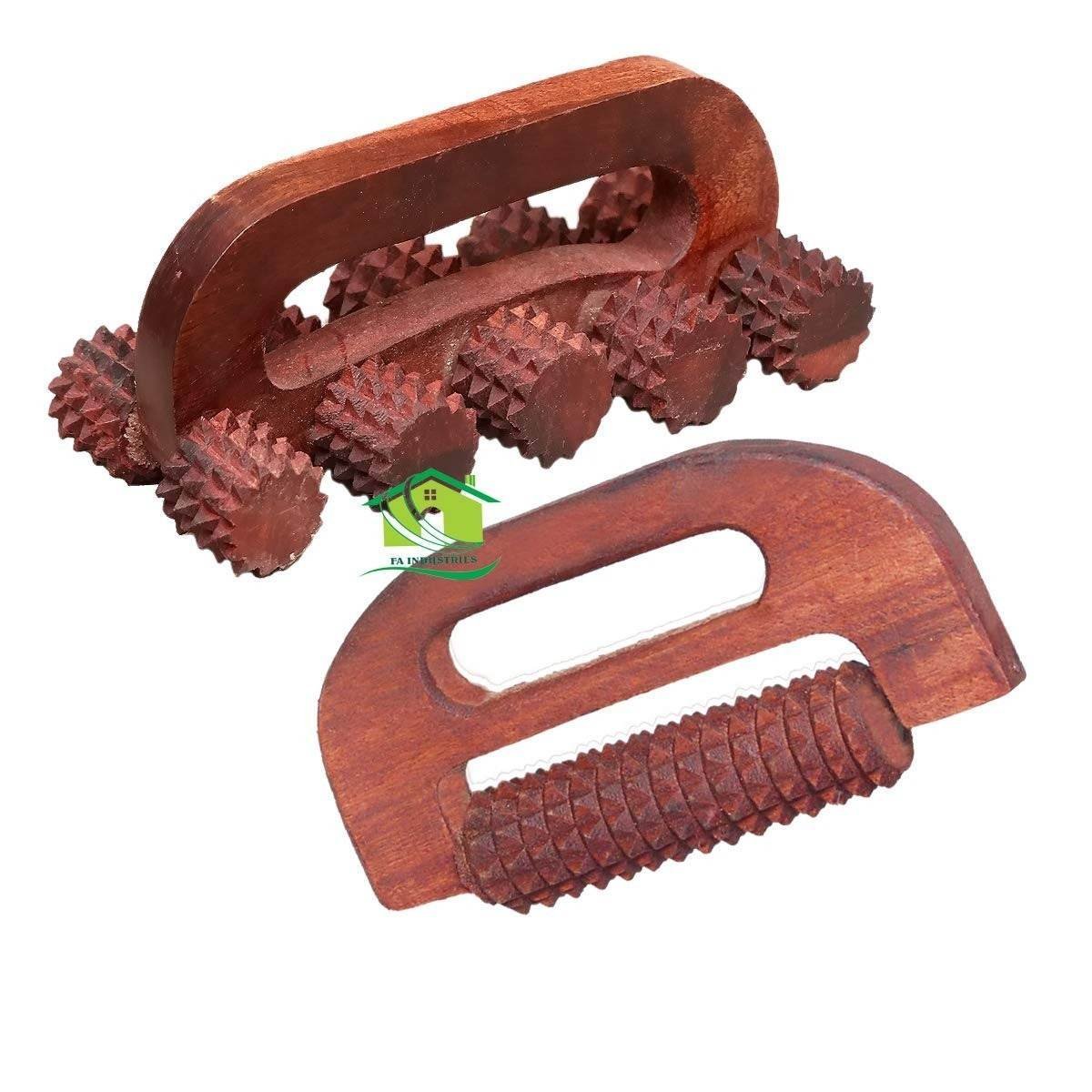 uk71QJO2gVx0L-1-1.jpg FA INDUSTRIES Wooden 10 Wheel massager (8x3.5 cm), Wooden Handle massager (6x3.5 cm) Combo Kit (Set of 2) (Only Massager Manufacturering) - Fast UK Delivery - Image 1