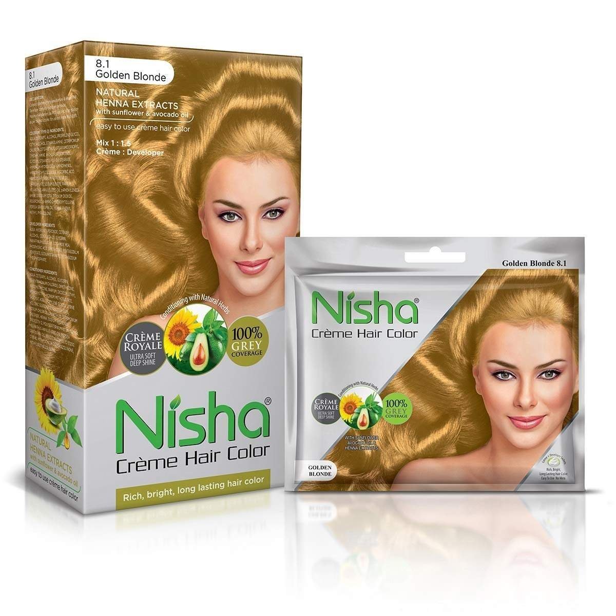 uk71R560OK2eL-1.jpg Nisha Cream Hair Color 150gm Jumbo + 40gm Sachet Golden Blonde (Combo Pack) - Fast UK Delivery - Image 1