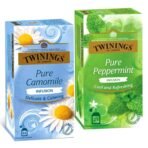 Twinings Pure Camomile & Pure Peppermint Tea, Herbal Infusion Two Tea Combo Pack, Caffeine Free Herbal Tea for Good Sleep, Stress Relief &Anxiety Sugar-Free, 25 Teabags Each - Fast UK Delivery
