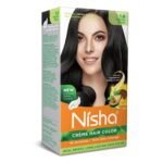Nisha Cream Hair Colour, Permanent Hair Color Natural Black, Silky & Shiny 100% Grey Coverage & Ammonia Free Hair Dye With Natural Henna Extract, 60G+60Ml - Fast UK Delivery