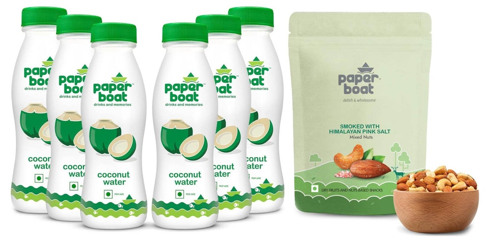 uk71THR8RaJHL-1-1.jpg Paper Boat Smoked and Roasted Mixed Nuts with Himalayan Pink Salt, Pouch (200g) & Paper Boat Coconut Water, Refreshing Coconut Flavour, Vital Minerals (Pack of 6, 200ml Each) - Fast UK Delivery - Image 1