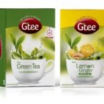 GTEE Green Tea Bags - Regular & Green Tea Bags - Lemon & Ginger, 25 Tea bags (Pack of 2) - Fast UK Delivery