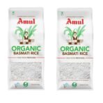 Amul Organic Basmati Rice Pouch 1Kg (Pack Of 2) | Fluffy Long Grains | Perfect for Pulao, Biryani and Fried Rice | For Everyday Consumption - Fast UK Delivery