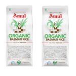 Amul Organic Basmati Rice Pouch 1Kg (Pack Of 2) | Fluffy Long Grains | Perfect for Pulao, Biryani and Fried Rice | For Everyday Consumption - Fast UK Delivery