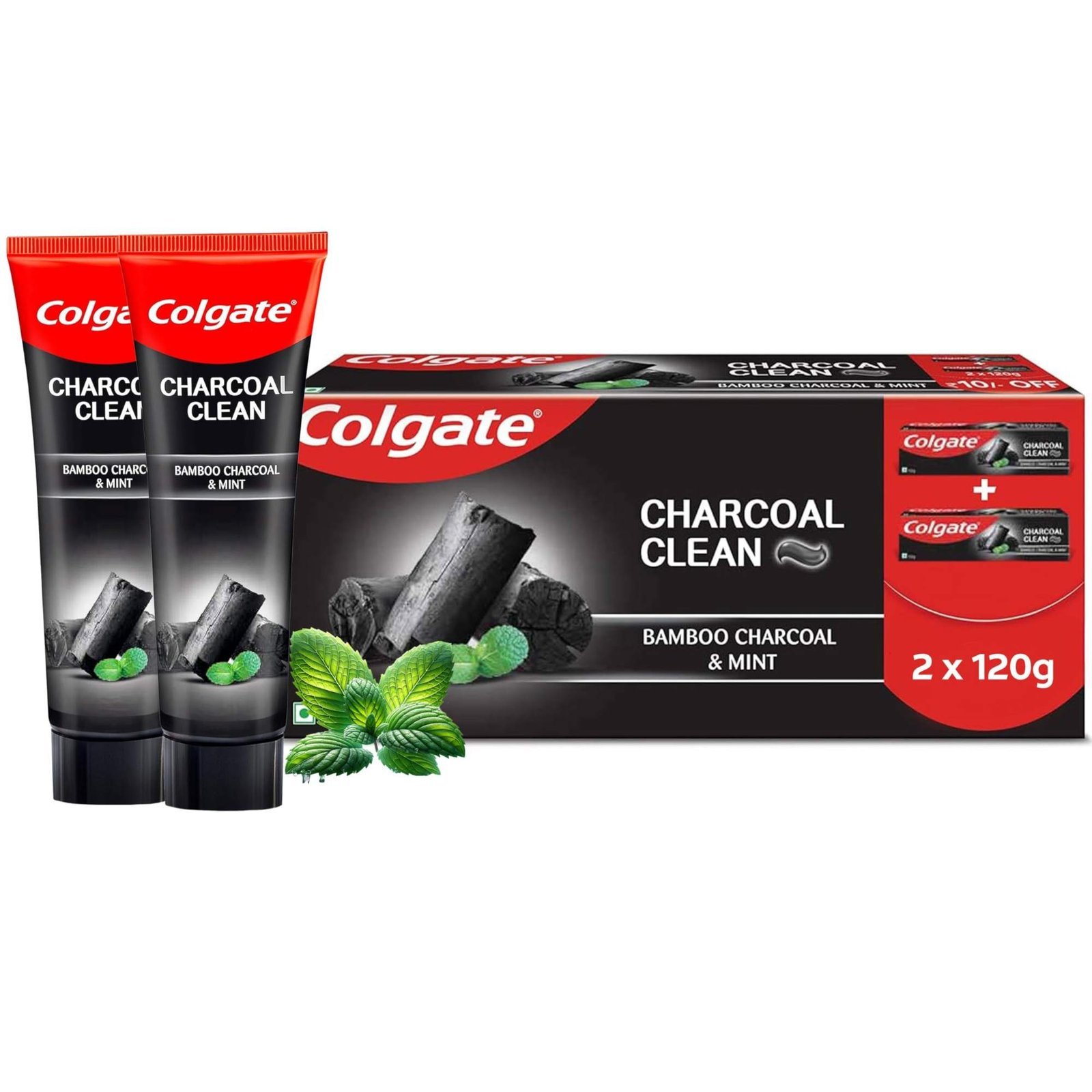 uk71Uf-lm9TCL-1.jpg Colgate Charcoal Clean Black Gel Toothpaste, Combo Pack of 240g (120g x2) Deep Clean Tooth paste With Bamboo Charcoal & Wintergreen Mint For Plaque Removal & Tingling Fresh Mouth Experience - Fast UK Delivery - Image 1