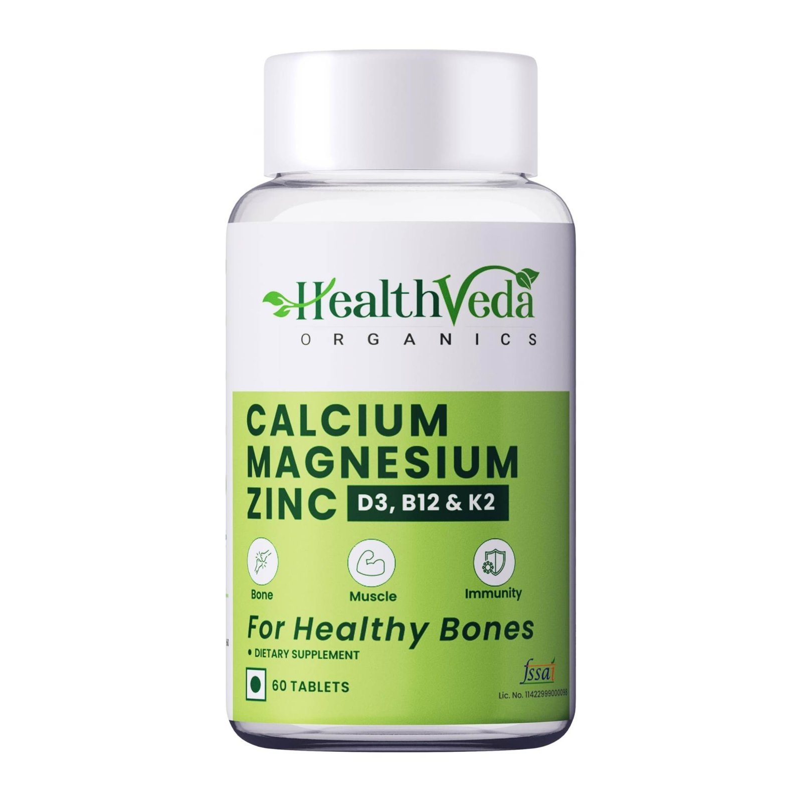uk71VHGgB6X5L-1-1.jpg HEALTH VEDA ORGANICS PRIVATE LIMITED Calcium, Magnesium, Zinc with Vitamin D3 & B12, 1000mg I 60 Veg Tablets|Support Strong Bones, Joints & Muscles|For Both Men & Women, 1 count, 60 capsules - Fast UK Delivery - Image 1