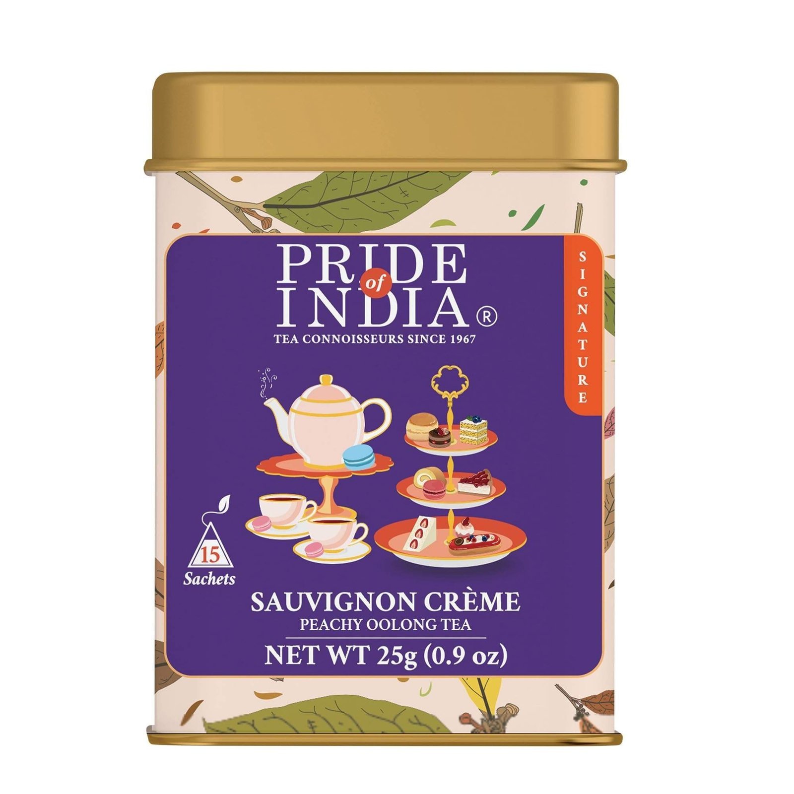 uk71VNa1XrfUL-1.jpg Pride of India | Sauvignon Cream Peachy Oolong Tea | 15 Pyramid Full Leaf Individually Wrapped Tea Bags | Fruity, Creamy & Citrusy Taste | Refreshing & Relaxing Experience | Caffeine - Fast UK Delivery - Image 1