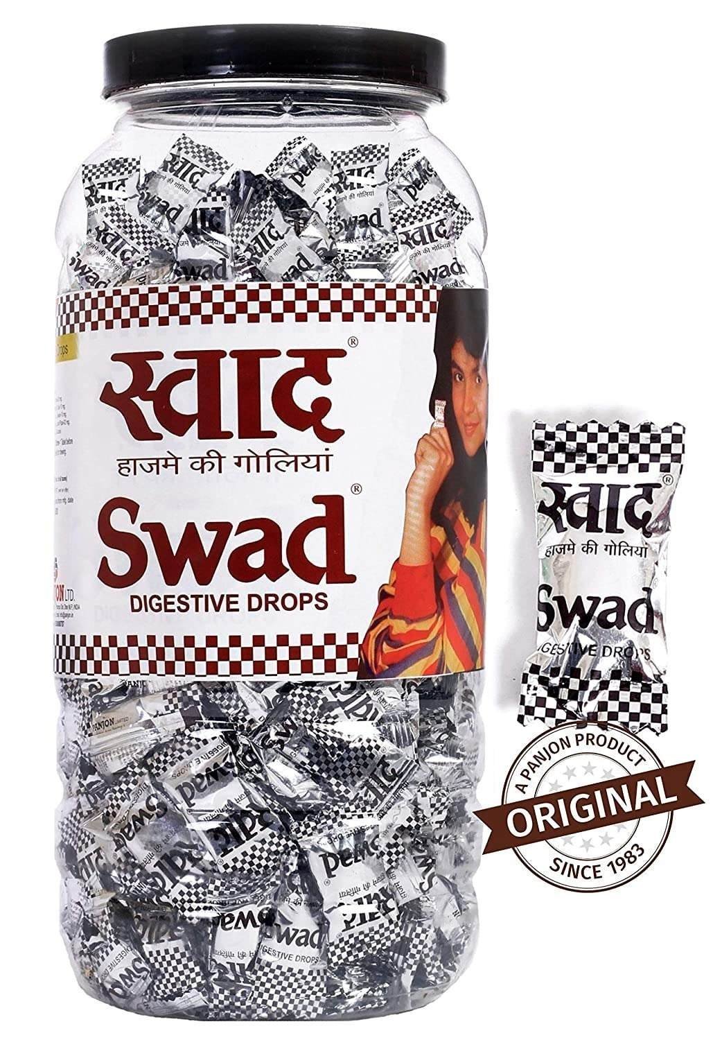uk71VPjmNhmqL-1-1.jpg Swad Candy Jar (Digestive & Tangy Indian Masala Flavour Sweet Toffee) Vegan & Gluten Free, 250 Candies Jar - Fast UK Delivery - Image 1
