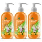 Parle Ropvatika 3 Liter Shower Gel Body wash infused with Aloevera Papaya and Pure Glycerin Family Refill Pack Bodywash for men & women (1, Orange (1 Liter Pack 3)) - Fast UK Delivery