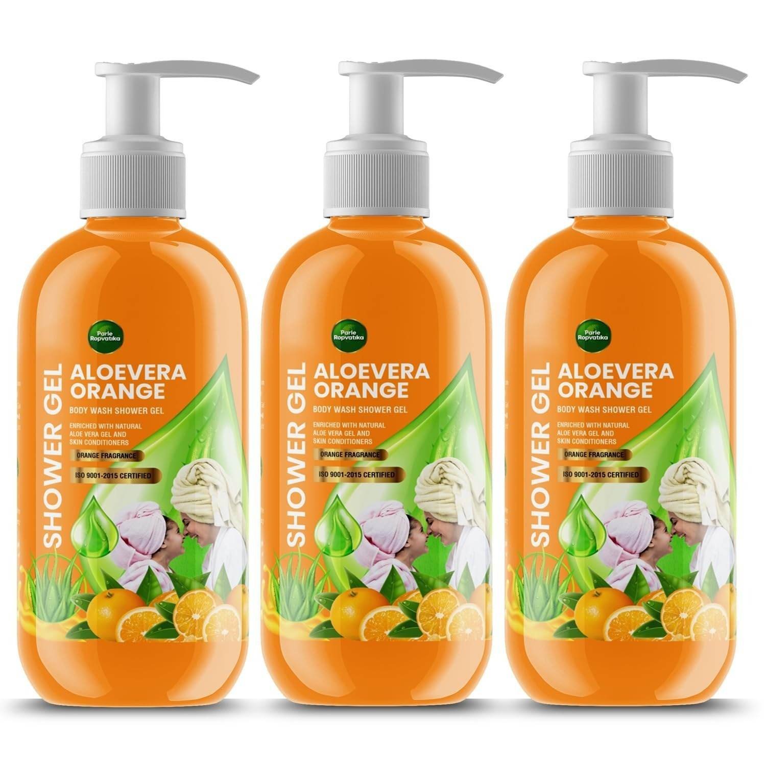 uk71VndP-PpL-1.jpg Parle Ropvatika 3 Liter Shower Gel Body wash infused with Aloevera Papaya and Pure Glycerin Family Refill Pack Bodywash for men & women (1, Orange (1 Liter Pack 3)) - Fast UK Delivery - Image 1