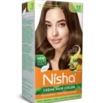 Nisha Cream Hair Color Light Brown, Permanent Hair Colour for Women Men, No Ammonia, Ultra Soft Deep Shine, 100% Grey Coverage, Light Brown Hair Colour 5.0 - Fast UK Delivery
